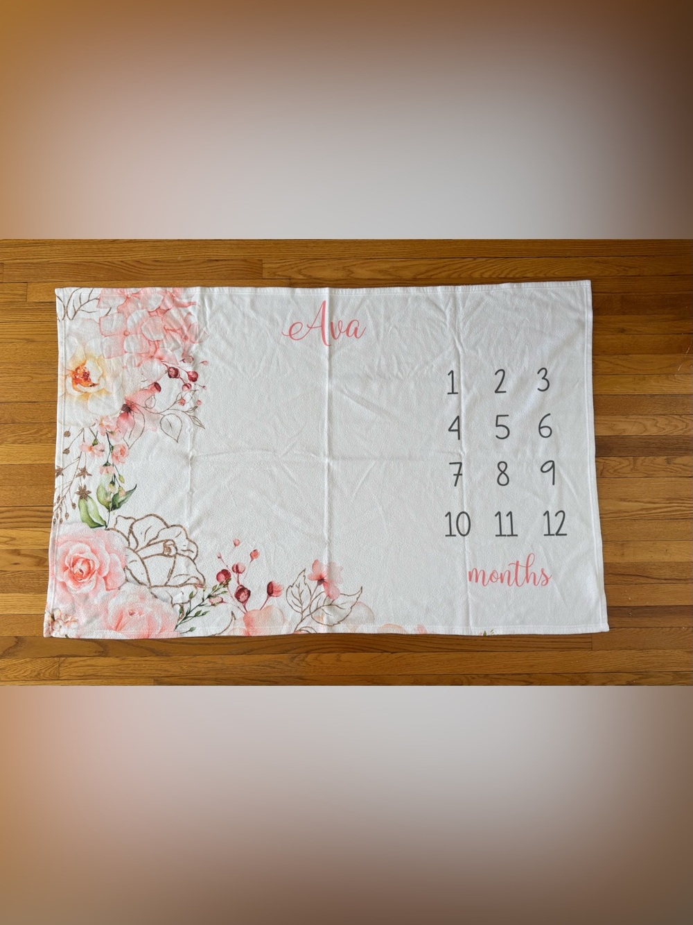 Personalized Baby Milestone Blanket - Pink Floral "Ava"